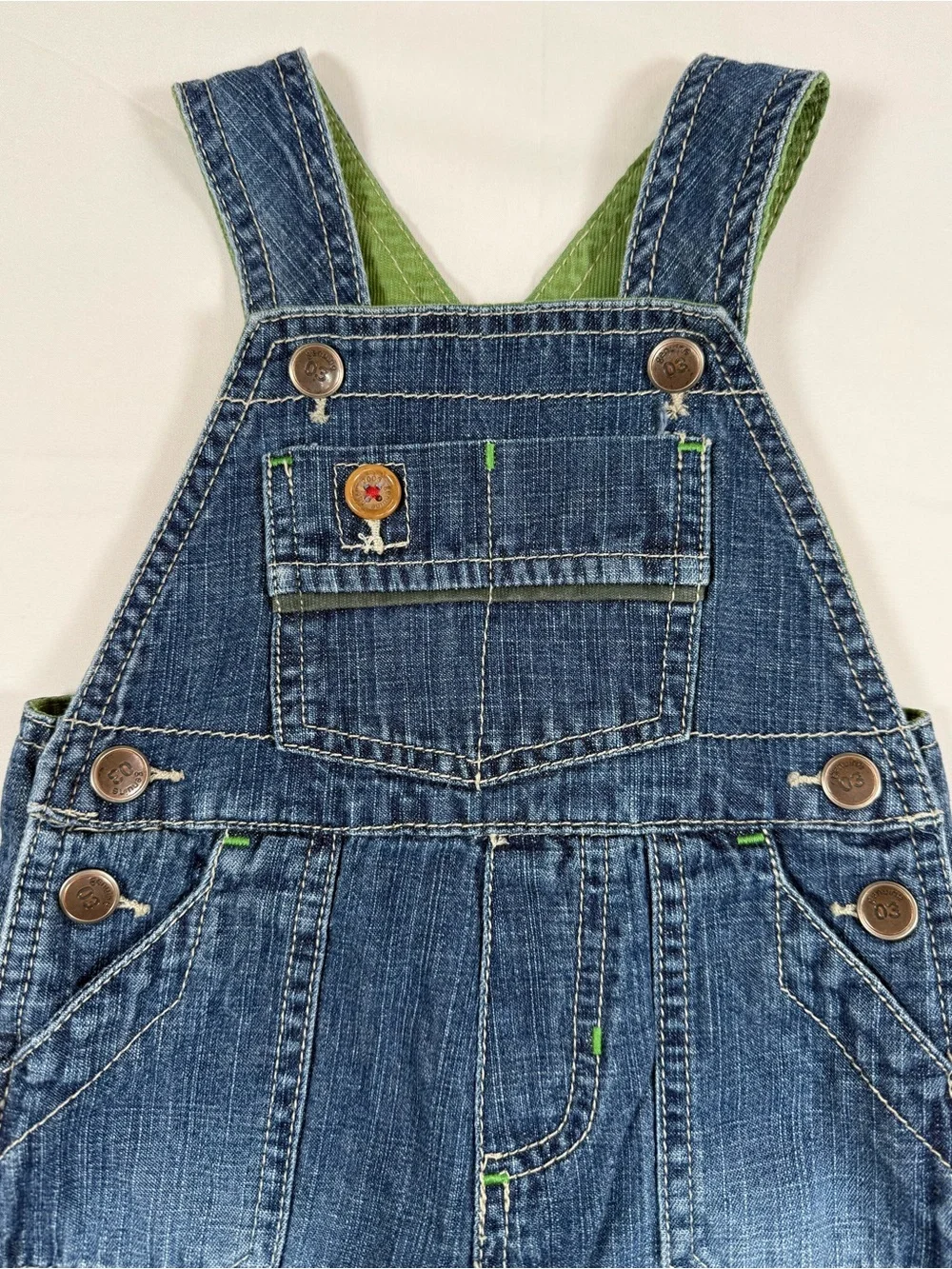 VINTAGE OSHKOSH Boys Denim Overalls 6M Y2K Carpenter Utility 2006 Retro Workwear